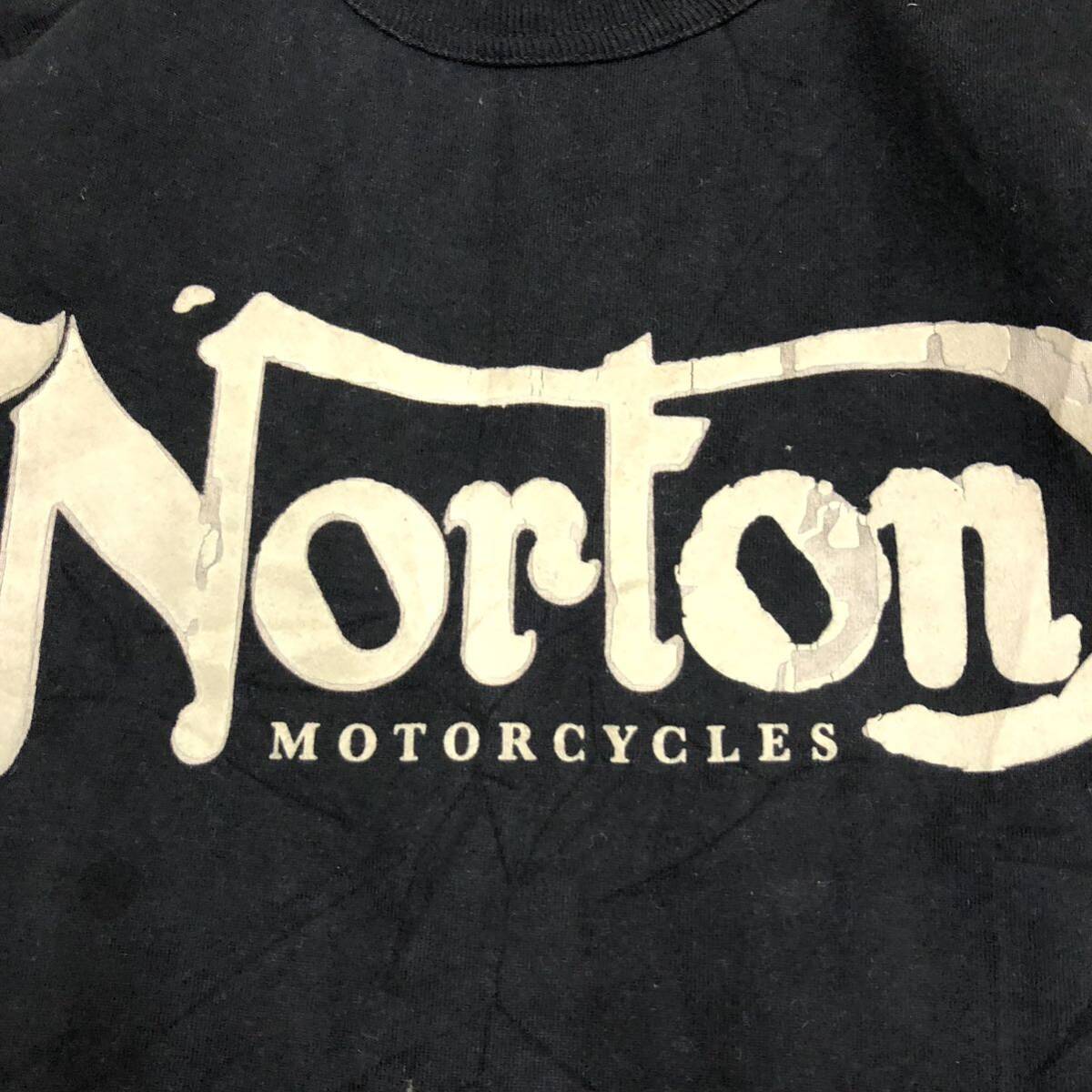 Norton ノートン 長袖Tシャツ 長袖カットソー ロンT サイズM ブラック 黒 フェルトプリント コットン メンズ トップス 最落なし （C19）の画像6