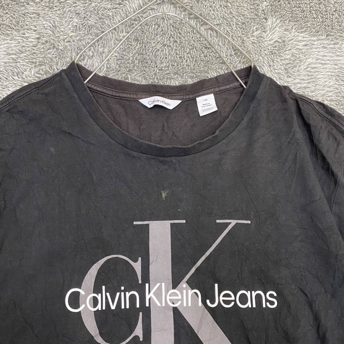 Calvin Klein カルバンクライン Tシャツ 半袖カットソー サイズL ブラック 黒 メンズ トップス 最落なし （D19）_画像3