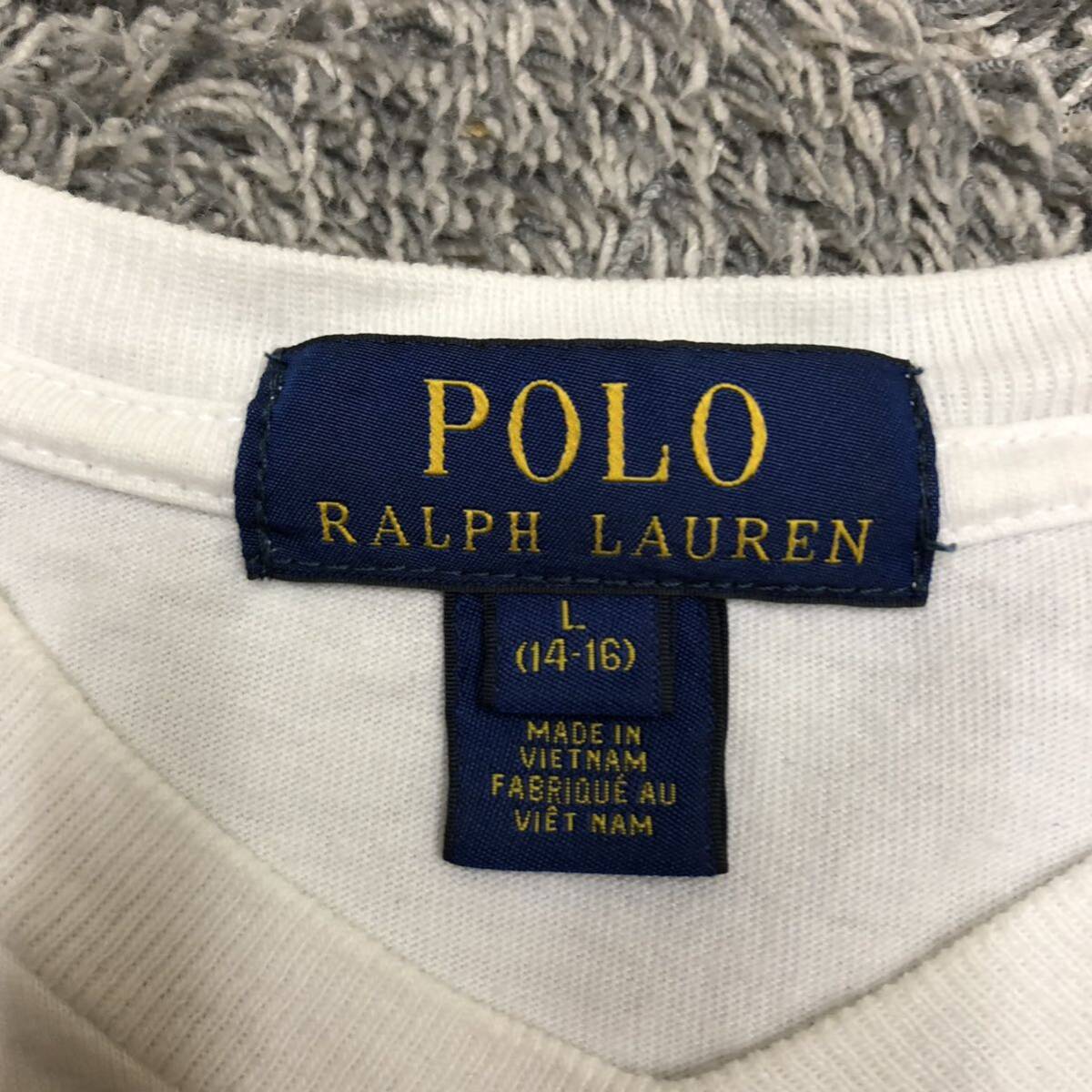 Polo Ralph Lauren ポロラルフローレン 半袖Tシャツ Vネック サイズL ポケットT ワンポイント ホワイト 白 メンズ トップス 最落無 （C19）の画像6