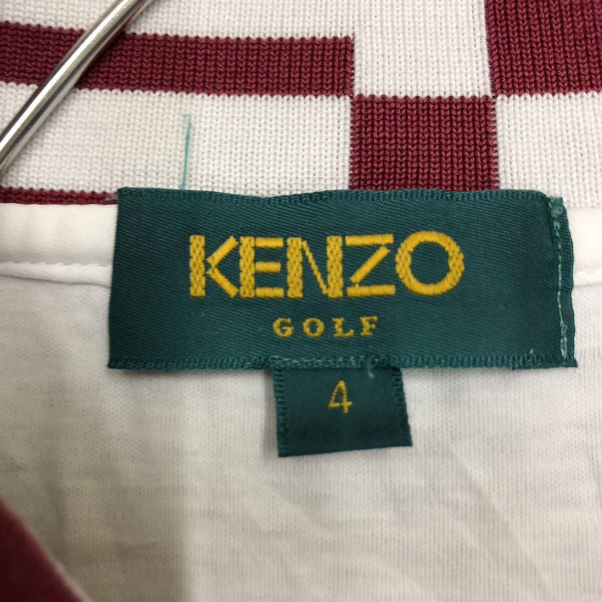 KENZO golf ケンゾーゴルフ 長袖ポロシャツ サイズ4 L相当 ホワイト 白 襟デザイン 刺繍ロゴ ワンポイント メンズ トップス 最落無 （C19）の画像6
