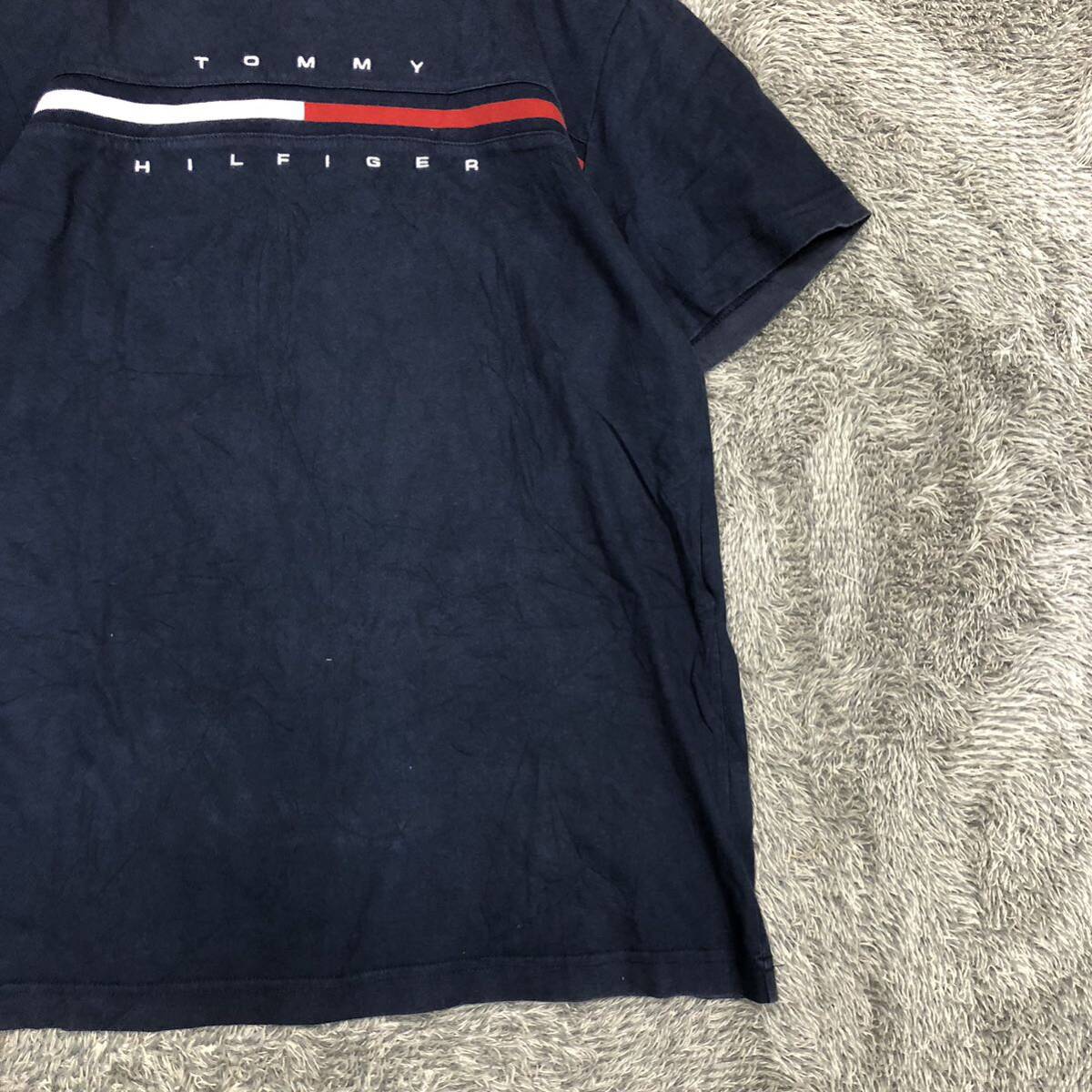 Tommy Hilfiger トミーヒルフィガー 半袖Tシャツ 半袖カットソー サイズM ネイビー 紺色 ロゴ刺繍 メンズ トップス 最落なし （C19）の画像5