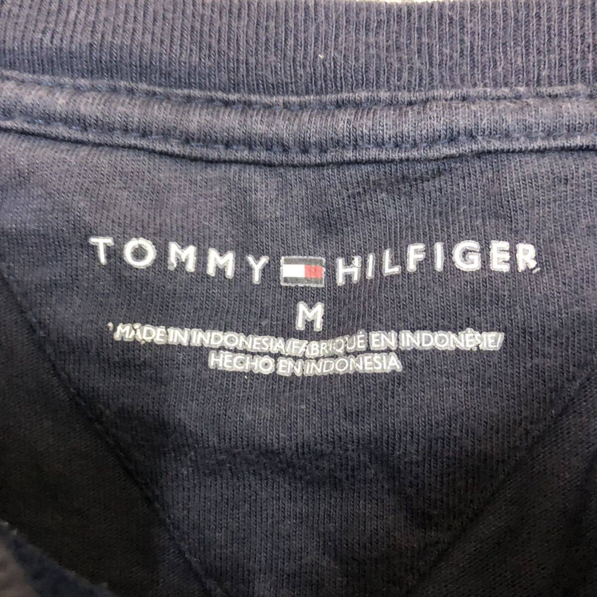 Tommy Hilfiger トミーヒルフィガー 半袖Tシャツ 半袖カットソー サイズM ネイビー 紺色 ロゴ刺繍 メンズ トップス 最落なし （C19）の画像6