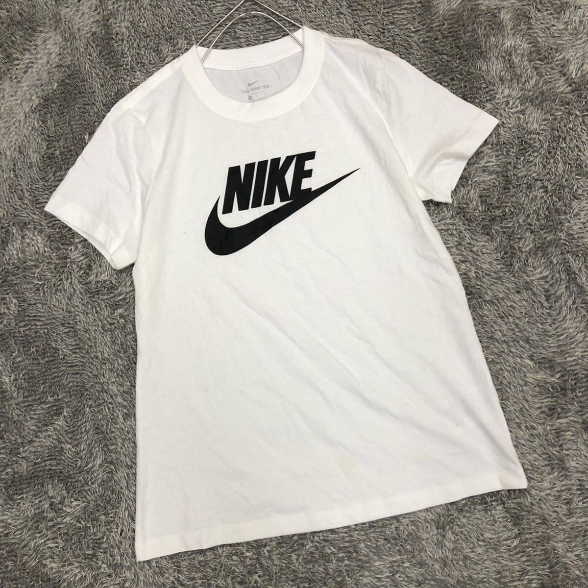 NIKE ナイキ 半袖Tシャツ 半袖カットソー サイズM プリントロゴ スウッシュ ホワイト 白 コットン メンズ トップス 最落なし （D19）の画像1