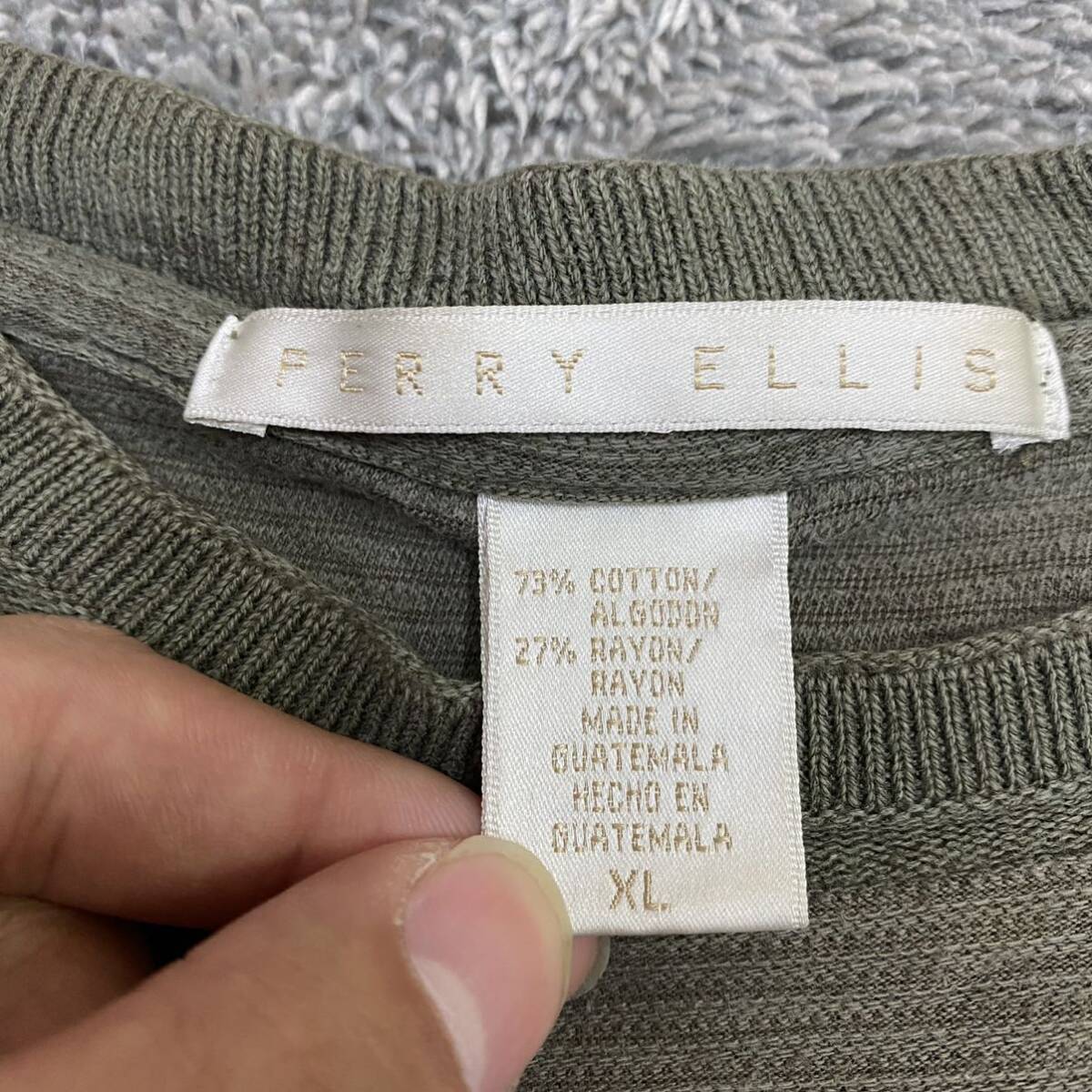 PERRY ELLIS ペリーエリス Tシャツ 半袖カットソー サイズXL グリーン 緑 メンズ トップス 最落なし （F19）_画像6