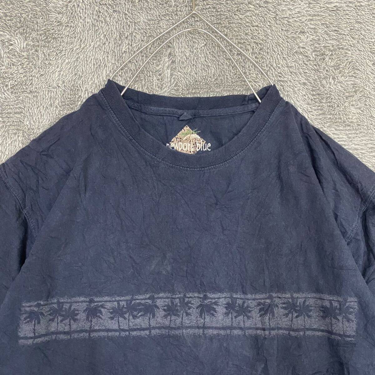 US古着 VINTAGE ヴィンテージ newpor blue Tシャツ 半袖カットソー サイズXL ネイビー 紺色 メンズ トップス 最落なし （F19）_画像3