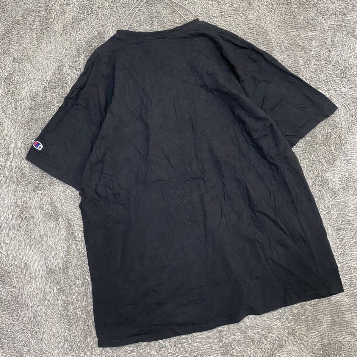 Champion チャンピオン 無地 Tシャツ 半袖カットソー サイズ3XL ブラック 黒 メンズ トップス 最落なし （F19）_画像2