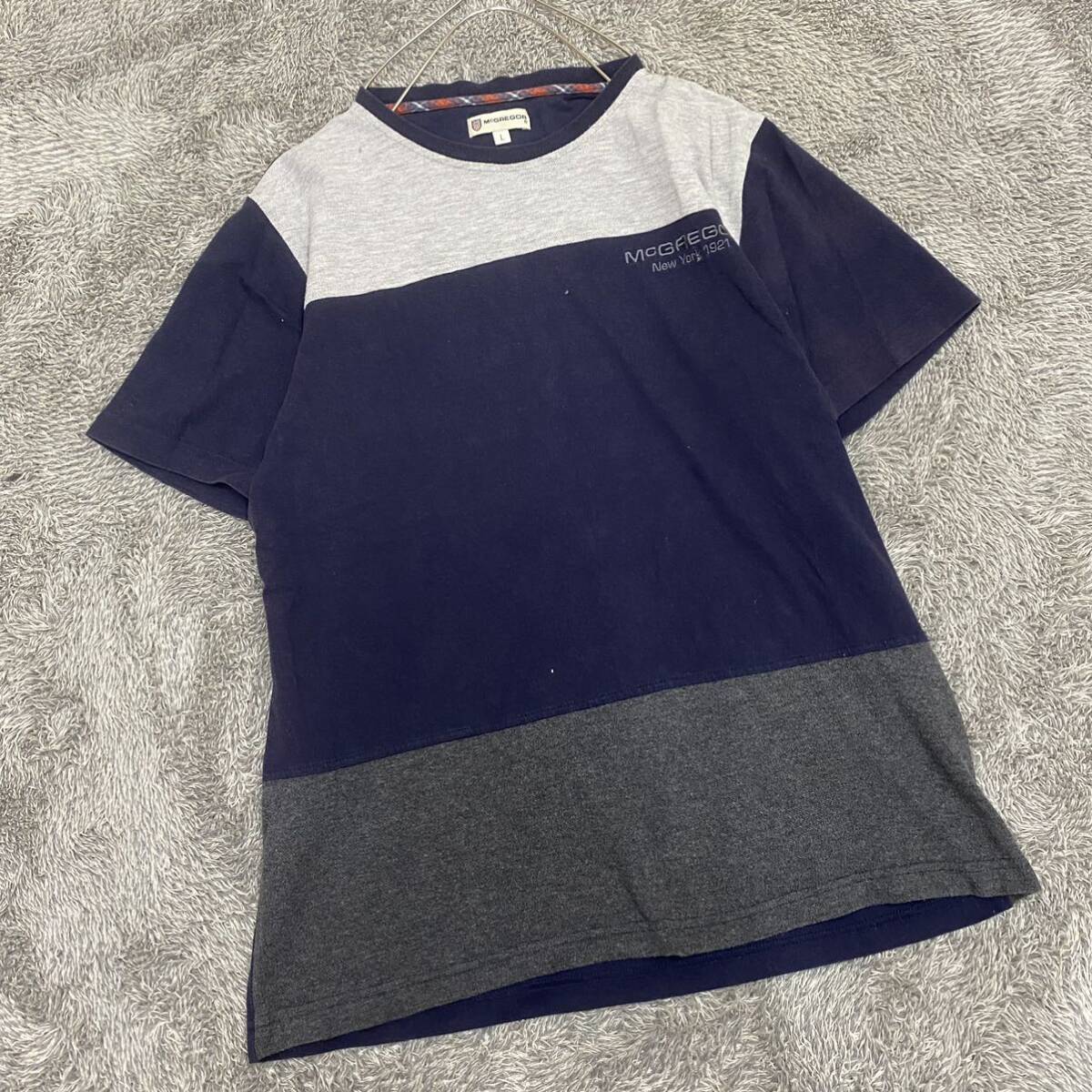 McGREGOR マックレガー Tシャツ 半袖カットソー サイズL ネイビー 紺色 メンズ トップス 最落なし （G19）_画像1