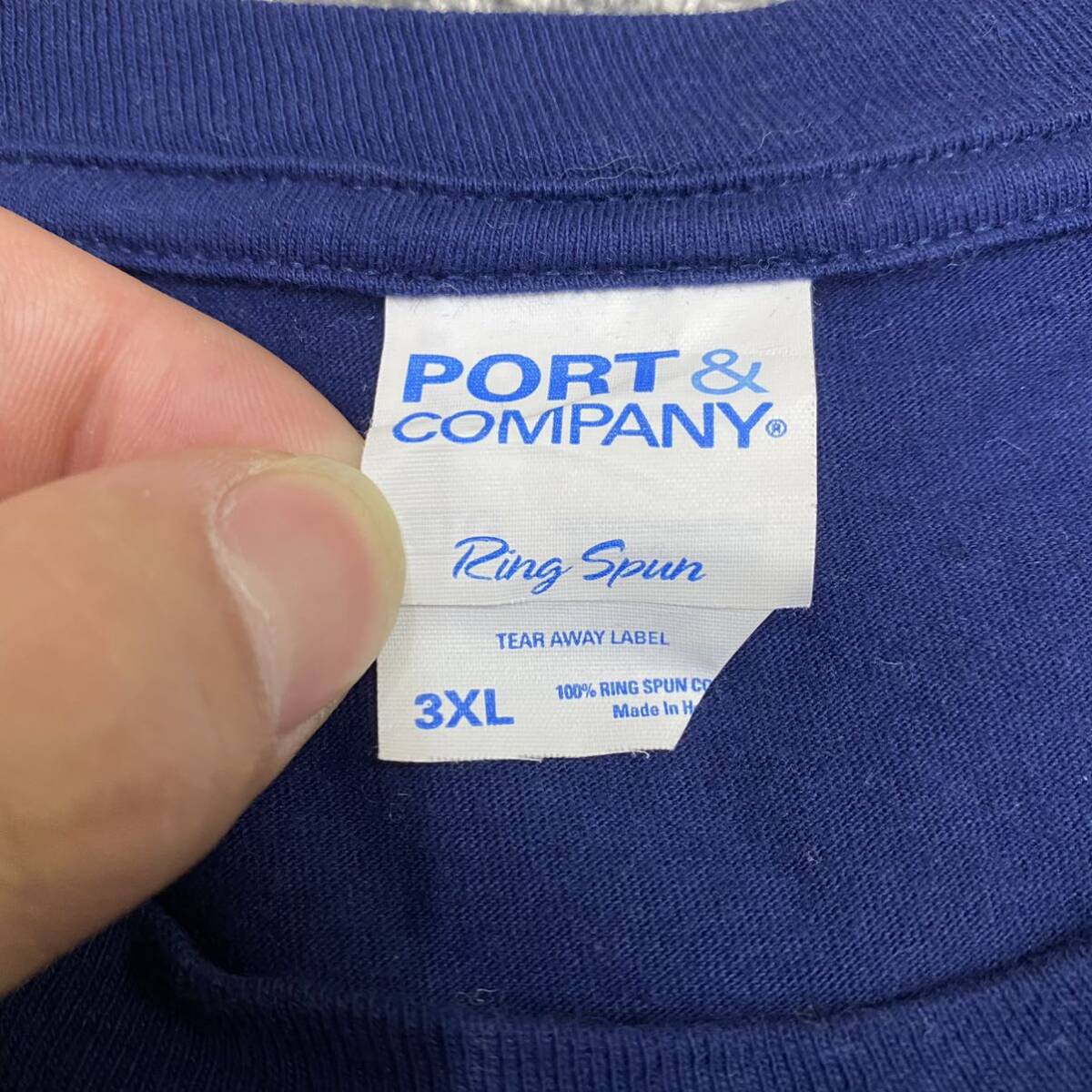 US古着 PORT&COMPANY ポートアンドカンパニー Tシャツ 半袖カットソー サイズ3XL ネイビー 紺色 メンズ トップス 最落なし （G19）_画像6