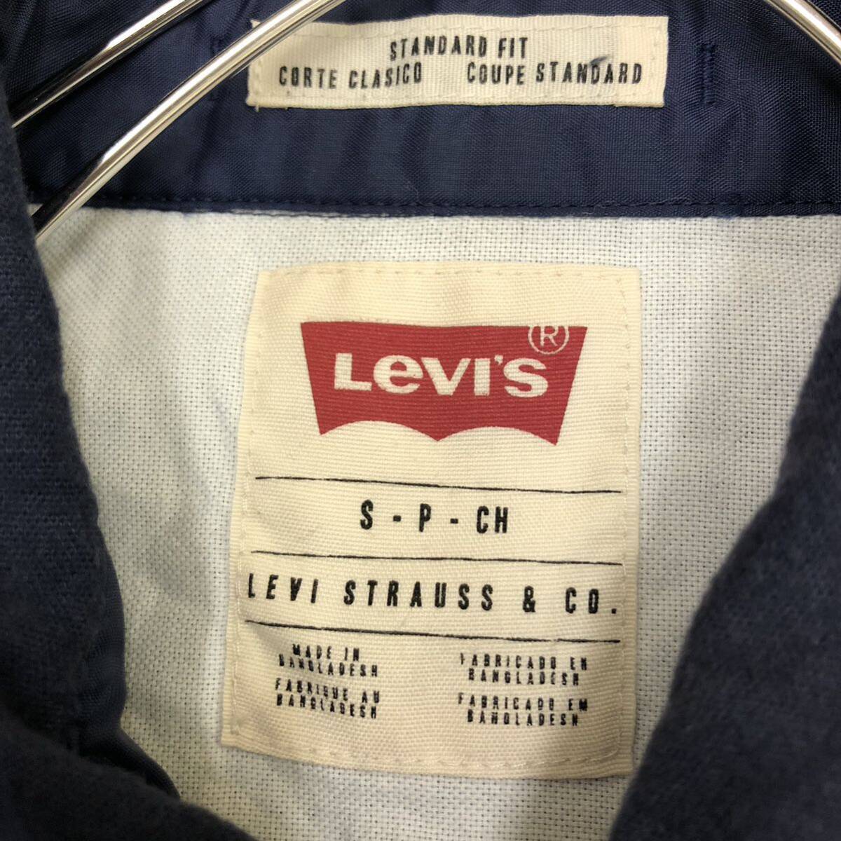 Levi's リーバイス 長袖シャツ ウエスタンシャツ サイズS ネイビー 紺色 コットン 無地 アメカジ メンズ トップス 最落なし （I19）_画像6