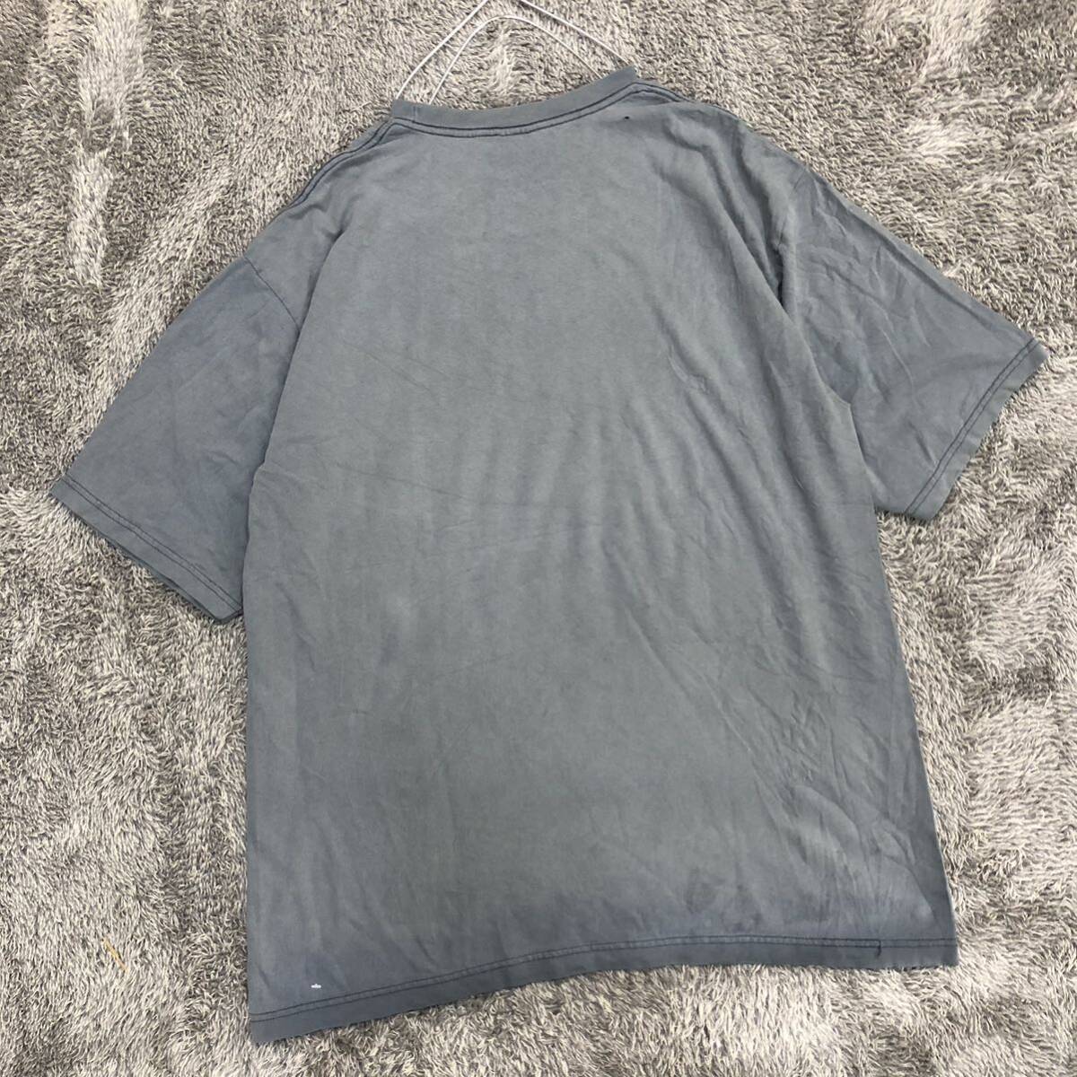 VINTAGE ヴィンテージ ビンテージ 半袖Tシャツ 半袖カットソー プリントT サイズM スモークブルー 青 メンズ トップス 最落なし （J19）の画像2