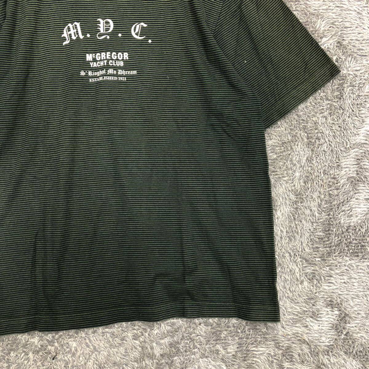 McGREGOR マックレガー マクレガー 半袖Tシャツ ボーダーカットソー サイズXL ロゴプリント グリーン 緑 メンズ トップス 最落なし （J19）の画像5