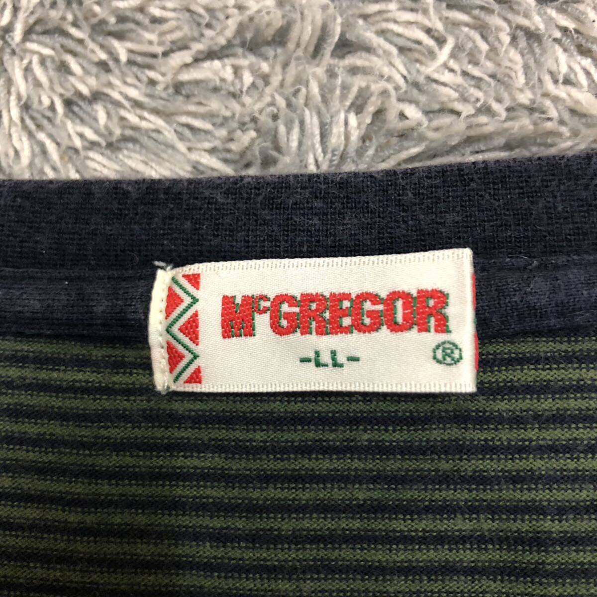 McGREGOR マックレガー マクレガー 半袖Tシャツ ボーダーカットソー サイズXL ロゴプリント グリーン 緑 メンズ トップス 最落なし （J19）の画像6