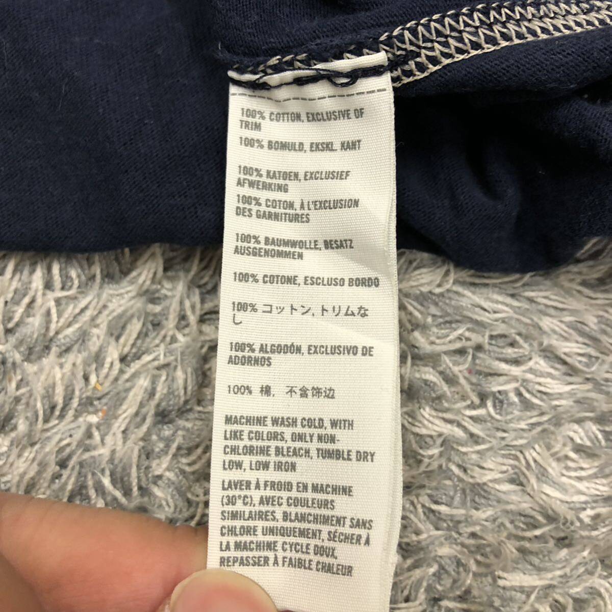 HOLLISTER ホリスター 長袖Tシャツ ロンT 長袖カットソー サイズXL ネイビー 紺色 ロゴプリント 刺繍 メンズ トップス 最落なし （K19）の画像7