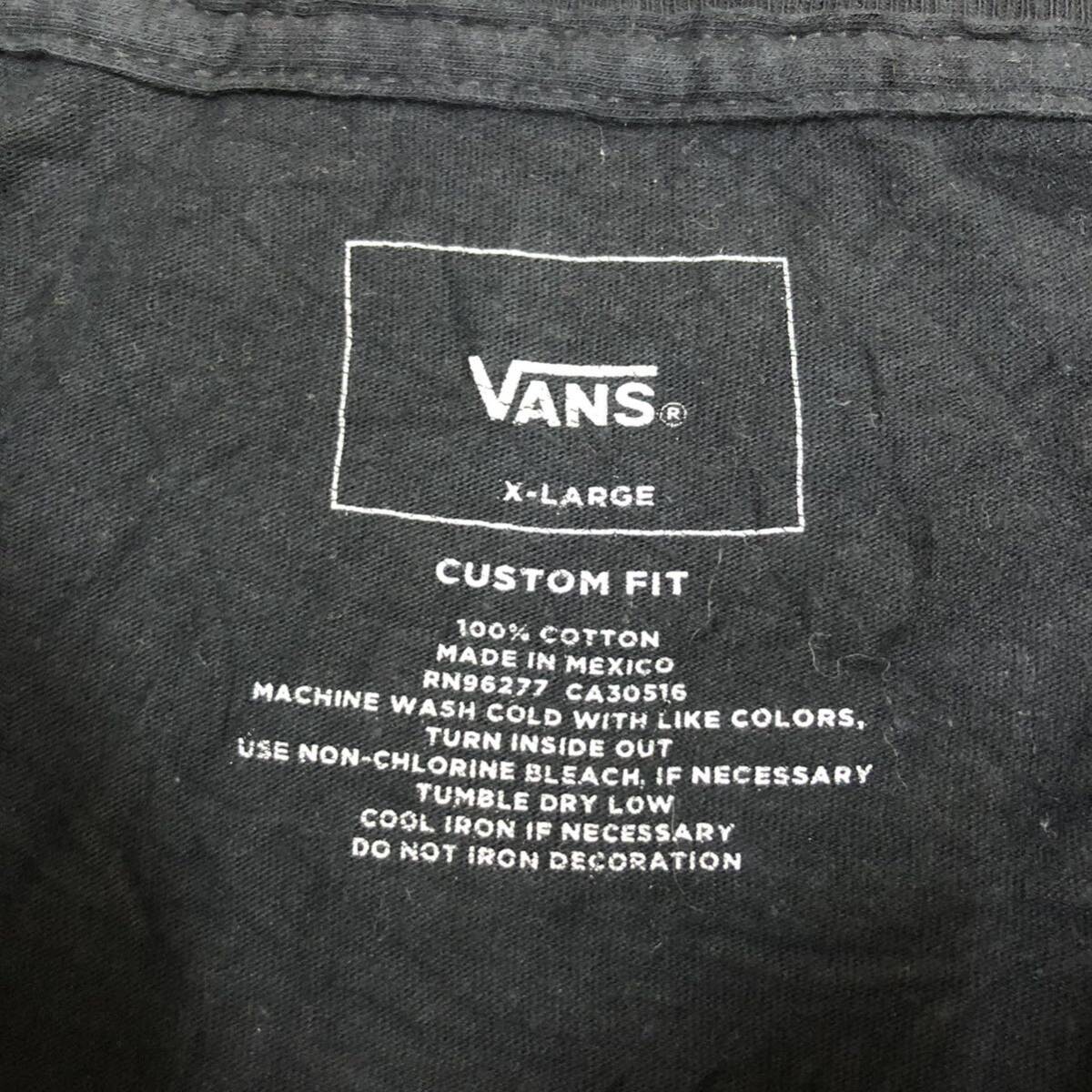 VANS バンズ 七分袖カットソー 半袖カットソー サイズXL Tシャツ ブラック 黒 ロゴプリント コットン メンズ トップス 最落なし （K19）_画像6