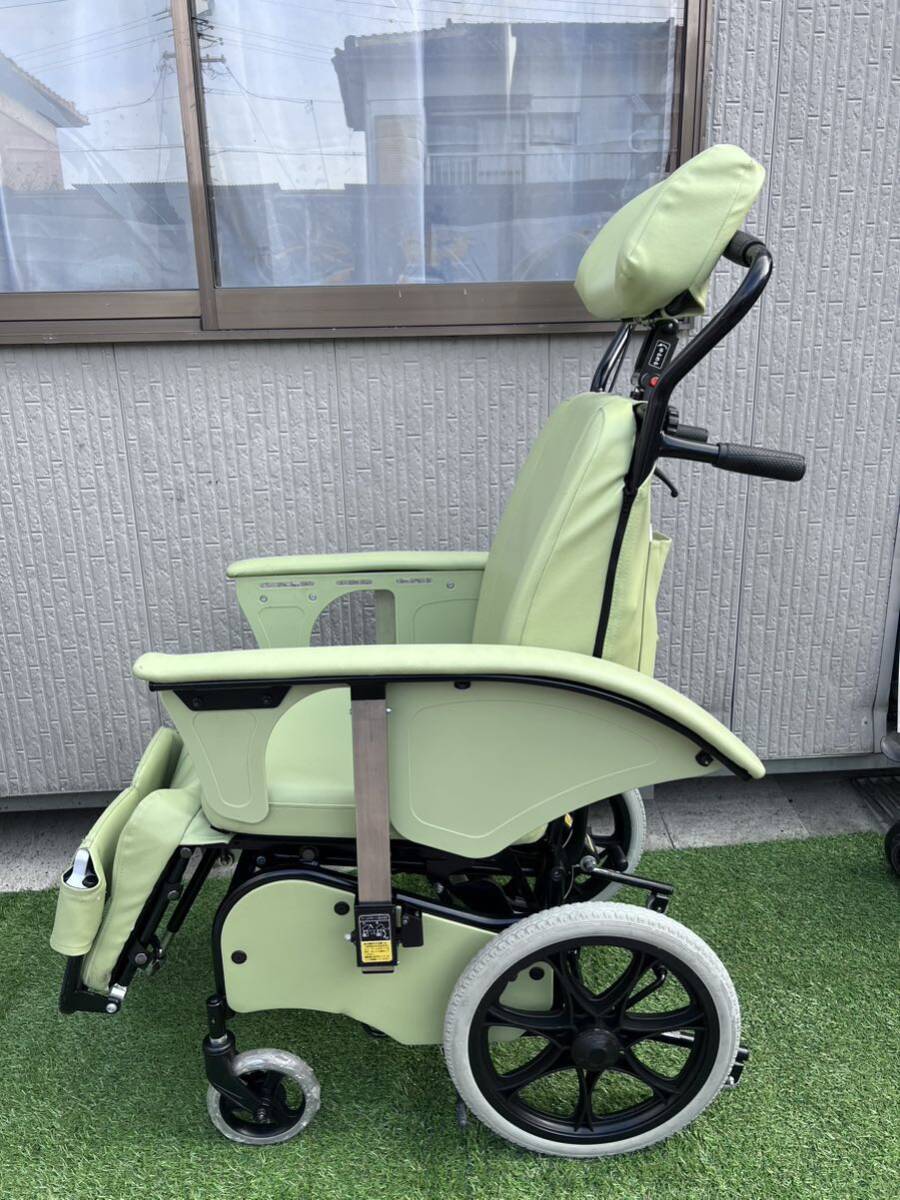 いうら フルリクライニング車椅子 介護用品 RJ-360 レザー グリーン 車いす_画像4