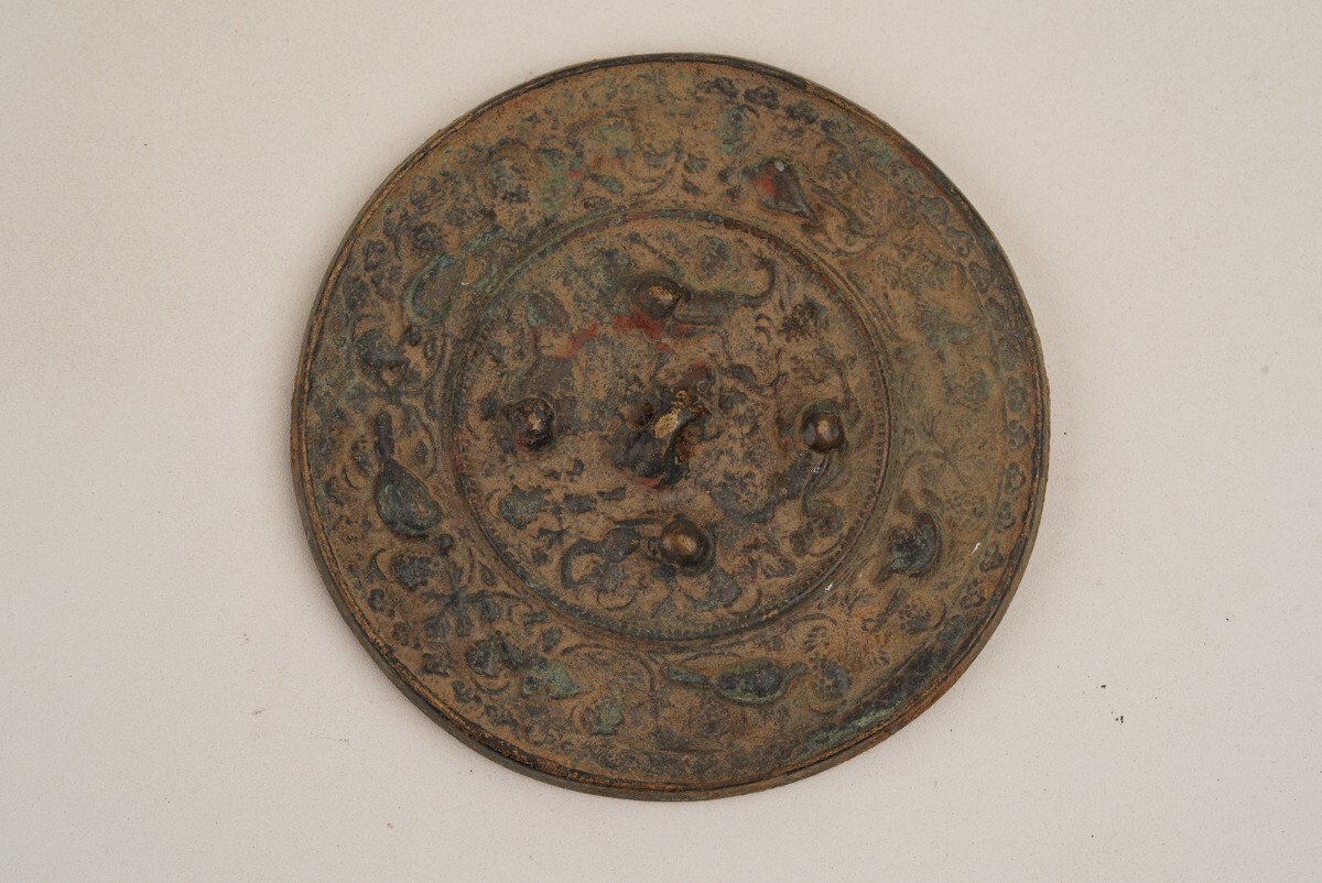  China old fine art old copper made copper mirror sea ... mirror Tang thing 