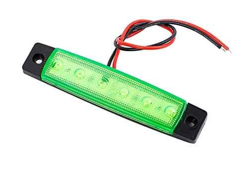 12V車用 緑色 LED サイドマーカー ランプ 6連 汎用 10個セット トレーラー 軽トラ デイライト (グリーン発光)の画像4