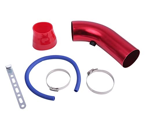 エアフィルター 赤色 セット 76mm 吸気管 自動車用 アルミ製 エアインテーク パイプ 汎用 エアクリーナー レッド_画像6