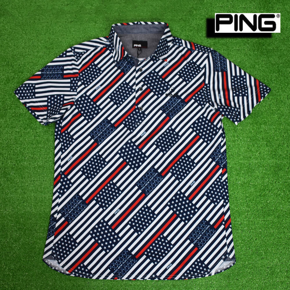 Ping Pin Pin Golf Polo Рубашка [Национальный флаг рисунок/ll] Новое!