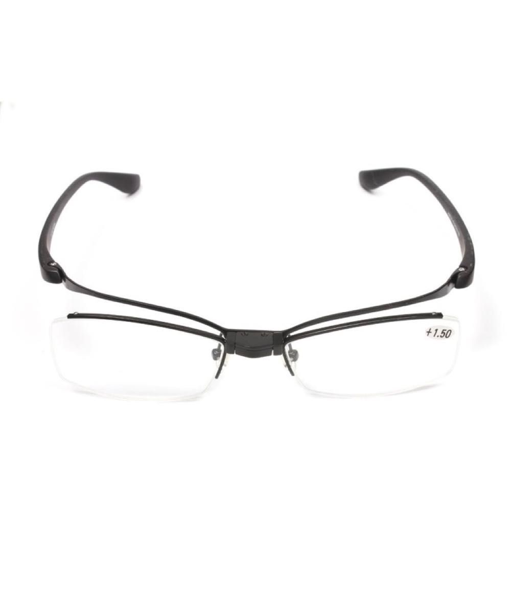 メガネ 老眼鏡 跳ね上げ  フリップアップ　掛け外し不要 +2.5シニアグラス 度入り メガネ 眼鏡 ブラック