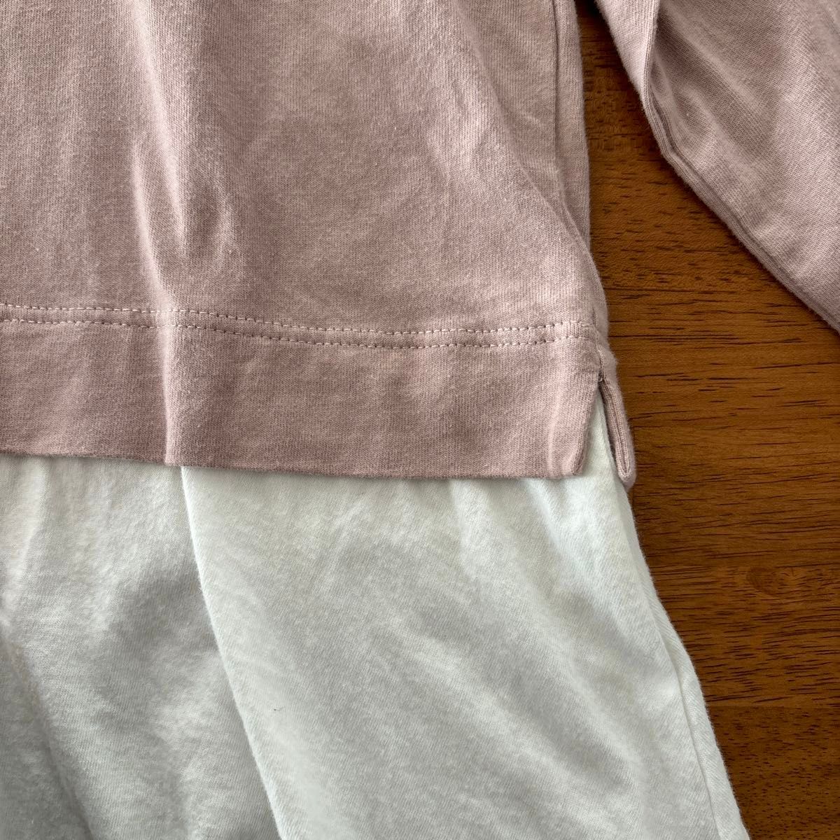 グローバルワーク　 カットソー レイヤード トップス 長袖　春　ピンク　160 ジュニア　キッズ　女の子　子供服