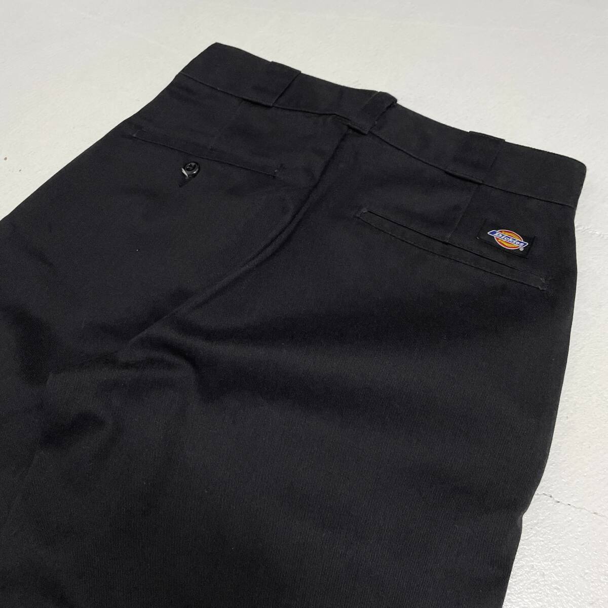 USA古着 90s Dickies 874 ワーク パンツ アメリカ製 W28 L30 / 黒 ブラック チノ ヴィンテージ マチ付き ディッキーズ TALONの画像1