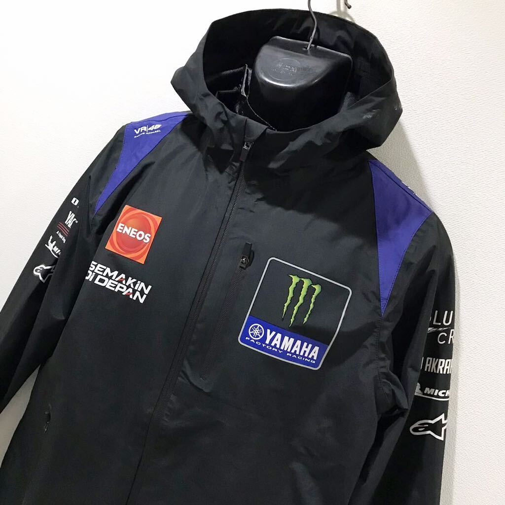 極美品☆ヤマハ×モンスターエナジー☆バイクウェア☆レインウェア☆パーカー/防水☆VR46/企業ロゴ☆ジャケット/モータースポーツ/黒/Sの画像4