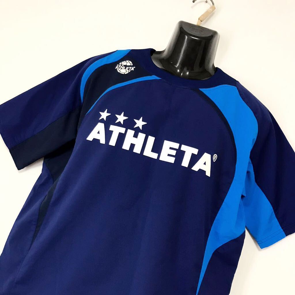 ATHLETA/アスレタ☆ウインドブレーカー☆セットアップ/上下セット☆半袖/ハーフパンツ☆軽量/ジャージ/サッカー/フットサル/紺×青/L_画像4