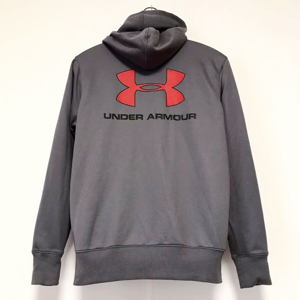 UNDER ARMOUR/アンダーアーマー☆スウェット/パーカー☆ビッグロゴ/ジャケット/ジャージ/グレー×レッド/L_画像4