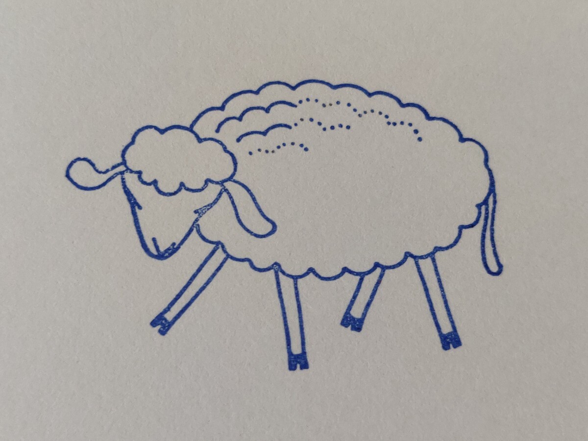 もこもこ 子羊 動物 子供 線を書く 教材 スタンプ フランス アンティーク ヴィンテージ ハンコ 牧場 ペット アニマル レトロの画像3