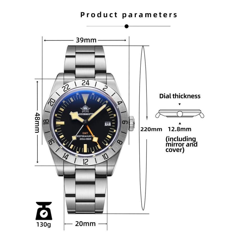ADDIESDIVE Quartz Divers Watch 200M GMT pattern number :AD2036