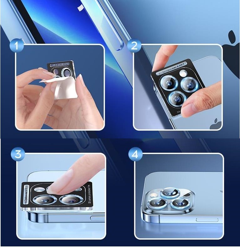 ［2枚セット］iPhone15Pro iphone 15 ProMax カメラカバー カメラフィルム レンズ 保護フィルム 強化ガラス 独立型 アルミ ブラック 3D_画像6