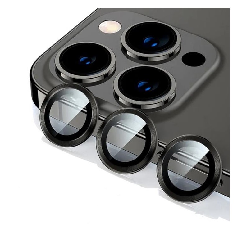 ［2枚セット］iPhone15Pro iphone 15 ProMax カメラカバー カメラフィルム レンズ 保護フィルム 強化ガラス 独立型 アルミ ブラック 3D_画像7