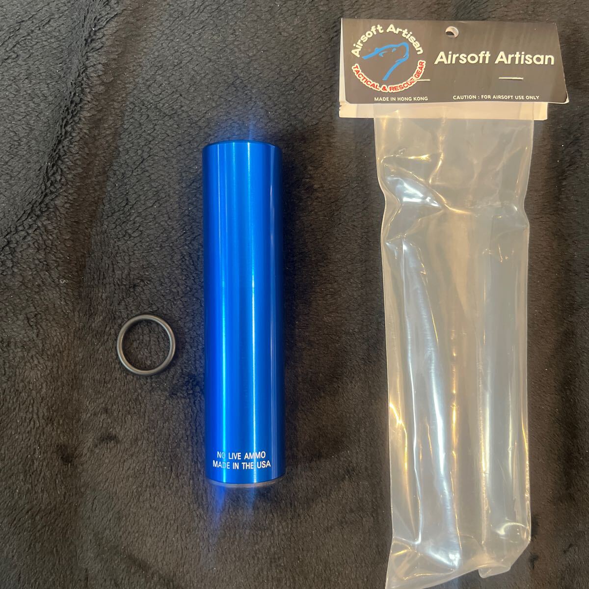 新品未使用 Airsoft Artisan ブルーカン 14mm逆ネジ トレーサー内蔵可能 サイレンサー 電動ガン/ガスブローバックガン 対応 サプレッサー
