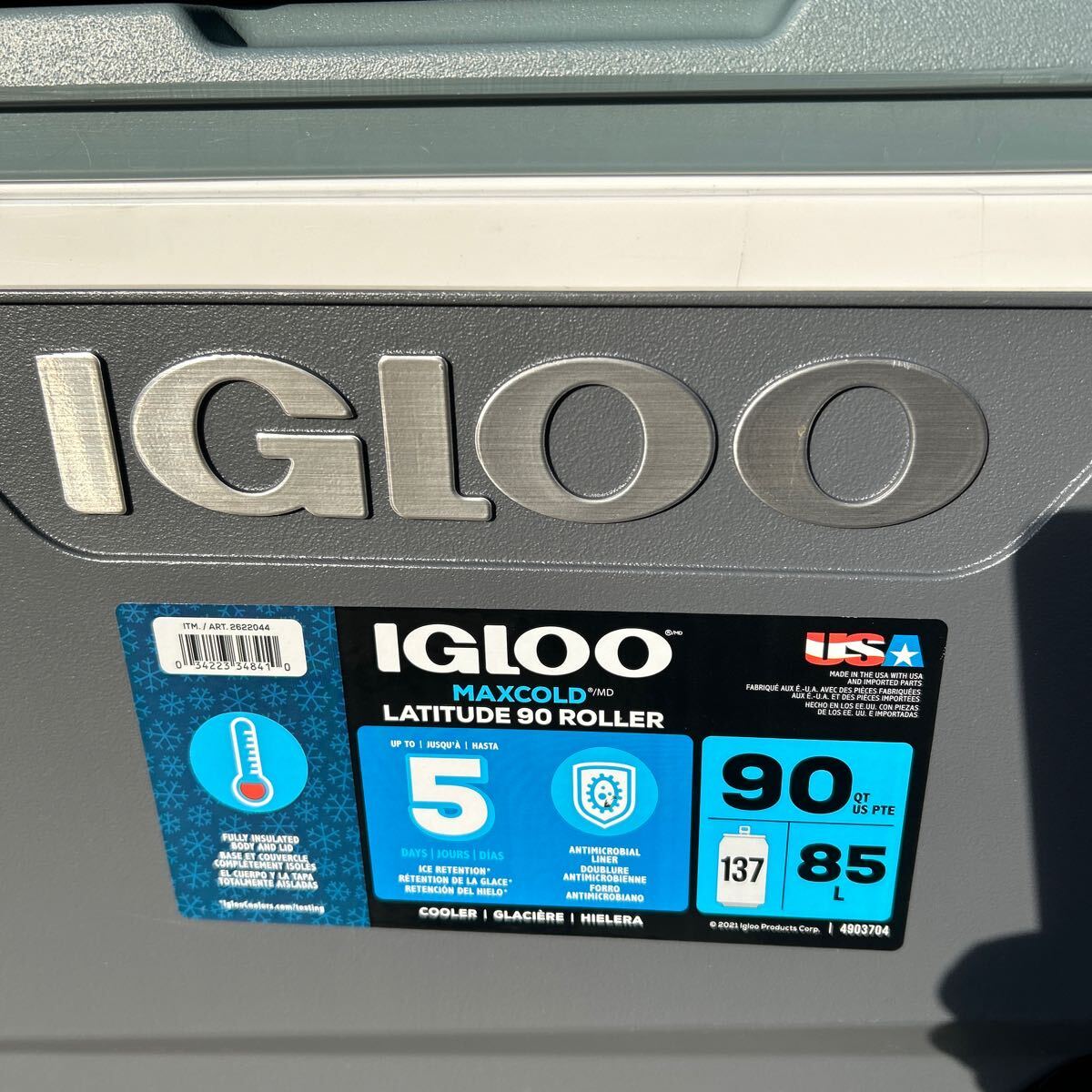 IGLOO イグルー クーラーボックス ツートンカラー仕様 90QT バーベキュー キャンプ アウトドア IGLOO USA産大型ホイールクーラーボックス_画像8