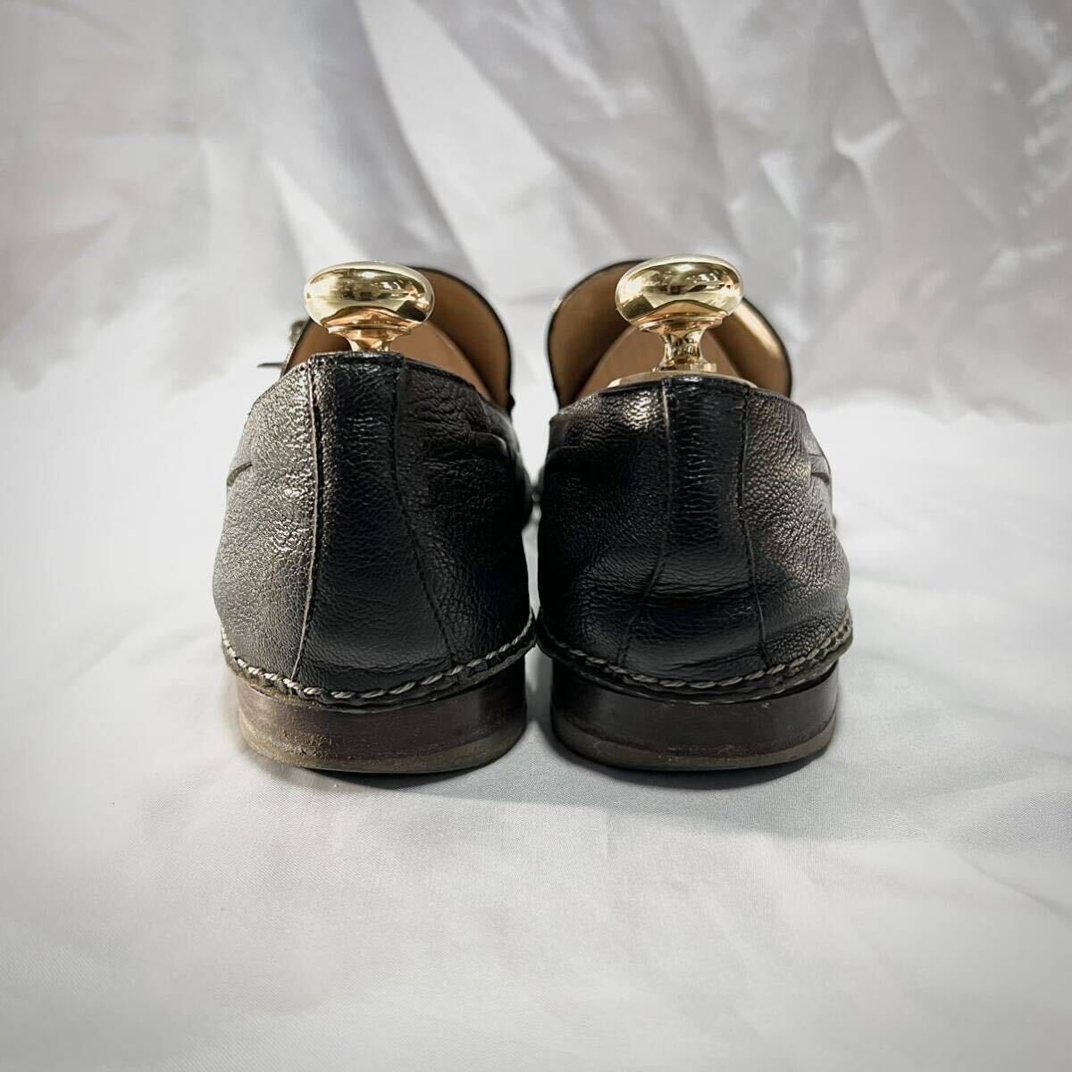 Hermes knot loafers エルメス 革靴 シューズ ローファー モカシン スリッポン シボ革 レザー 黒 41 26cmの画像7