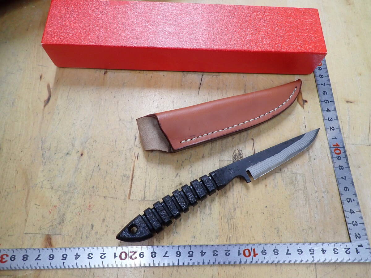 『J11A』未使用★山本直作　フィッシュボーン 青鋼 魚ホネ 切り出し　和式ナイフ 多層鋼 越前鍛冶 伝統工芸士