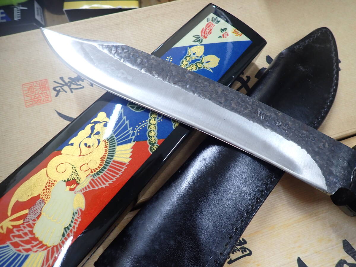 J18O』関兼常 作 傳古式 勇魚刀 剣鉈 蒔絵塗鞘柄とレザーシース J18O』関兼常 作 傳古式 勇魚刀 剣鉈 蒔絵塗鞘柄とレザーシース