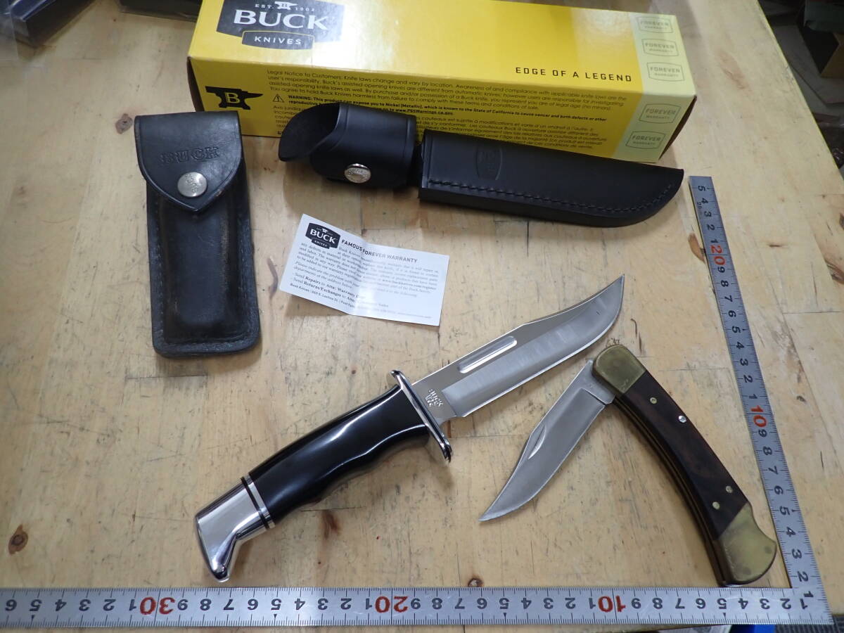 [J20G]BUCK back 2 ps (2 point ) together set sheath knife folding knife 119 110