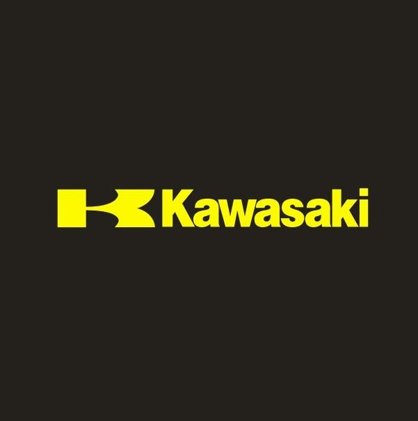 KAWASAKI バイク 車汎用カワサキ　汎用ステッカー カワサキ　簡単張り付け　黄色　2枚set