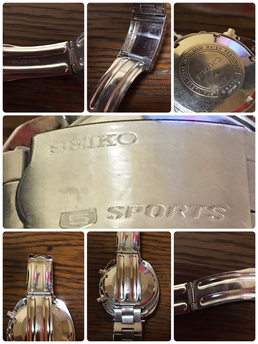 SEIKO セイコー 5 自動巻き メンズ　腕時計　7017-8000 Speed-Timer WATER 70m PROOF 稼働品　ベルト純正_画像10