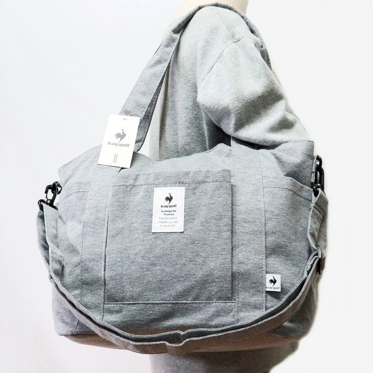 ★ルコック le coq sportif 新品 便利 ポケットいっぱい シンプル ショルダー トートバッグ BAG 鞄 バッグ 灰 [36237-030]一 六★QWER★の画像1