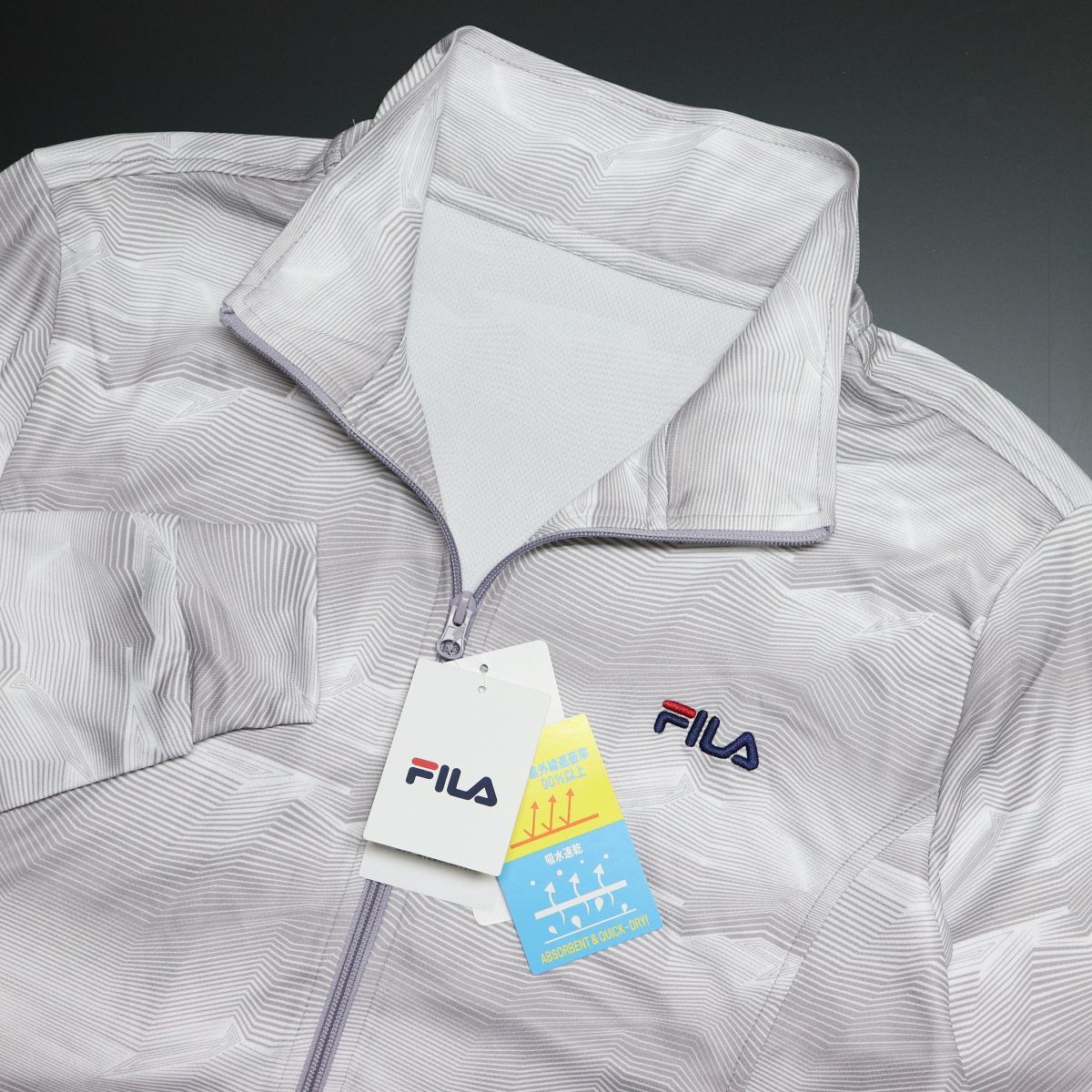 ★フィラ FILA 新品 メンズ 吸水速乾 ドライ UVプロテクト 快適 トレーニング ジャケット XLサイズ [413311-LGY-LL] 一 二 参★QWER_画像1