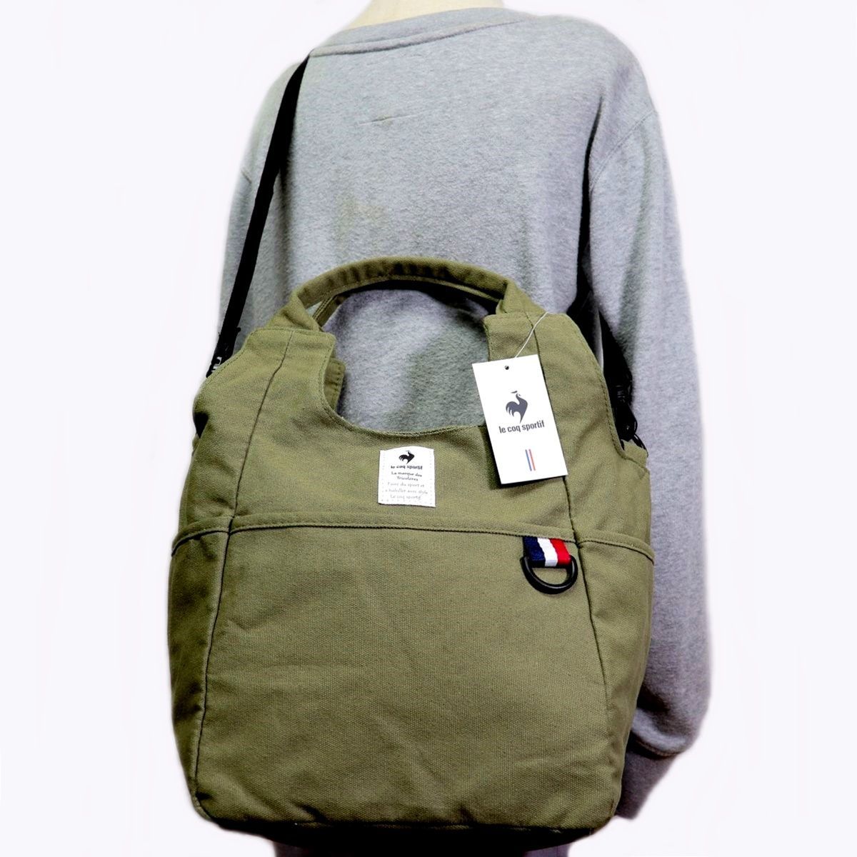 ★ルコック le coq sportif 新品 ポケットいっぱい 2WAY スウェット ショルダーバッグ トート バッグ 鞄 BAG [36207-021]一 六★QWER■