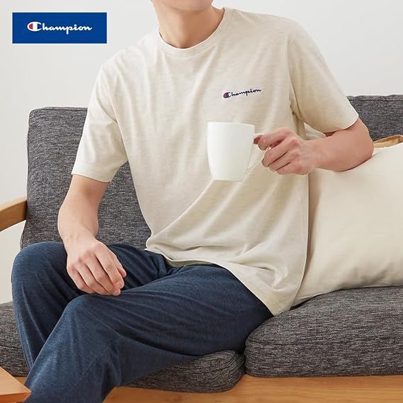 ★チャンピオン Champion 新品 メンズ 半袖 Tシャツ ロングパンツ 上下セット スーツ ルームウェア L [SETOM3053081N-L] 五 弐★QWER★_画像1