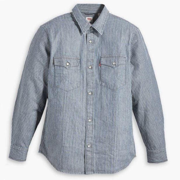 ★リーバイス Levis 新品 メンズ リラックスフィット ストライプ 長袖 ウエスタン シャツ Mサイズ [A1919-0030-JM] 一 二 壱★QWER★の画像2