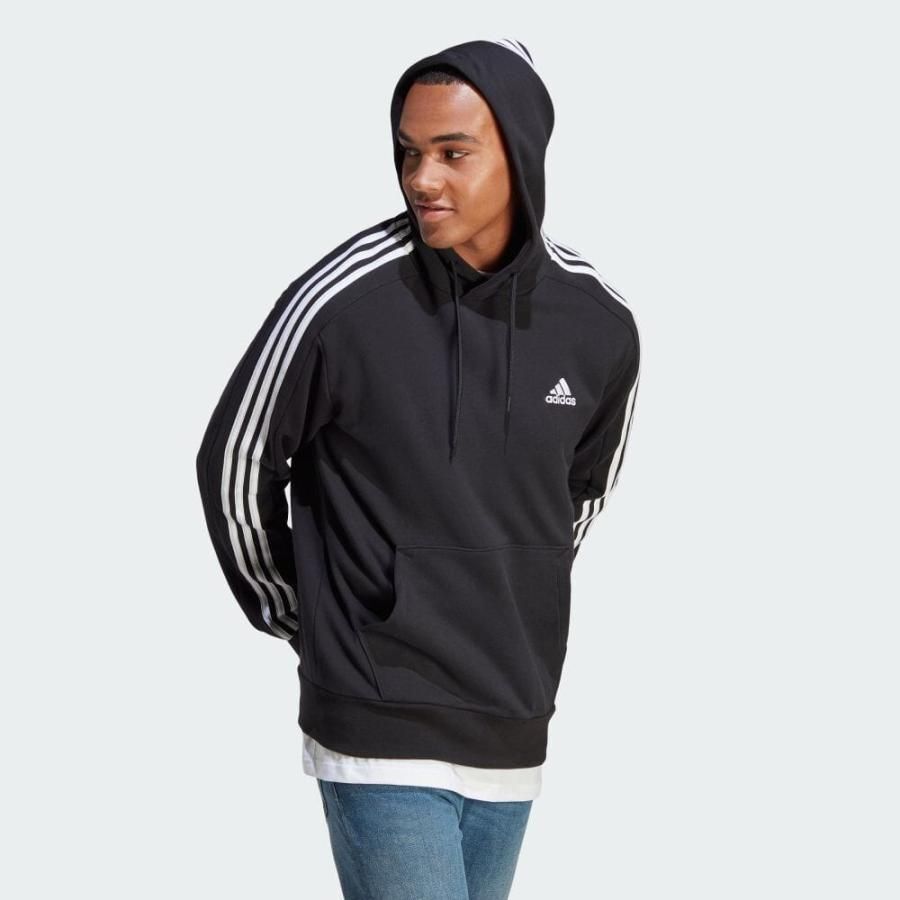 ★アディダス ADIDAS 新品 メンズ エッセンシャルズ スリーライン パーカー プルオーバー ジャケット 黒 XXL[IC0435-2XL] 二 零★QWER_画像7