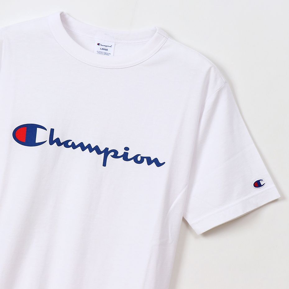 ●送料390円可能商品 チャンピオン Champion 新品 定番 肌触り◎ ビッグロゴ コットン 半袖 Tシャツ 白 M [C3P302-010-M] 三 壱★QWER★_画像2