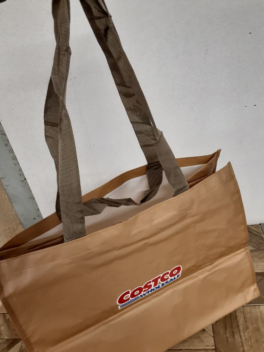 バッグ】希少品！ COSTCO エコバッグ ５枚セット 廃番品 ライトブラウン ベージュ コストコ 袋 大型ショッピングバッグ 買い物袋 大量 現状の画像3