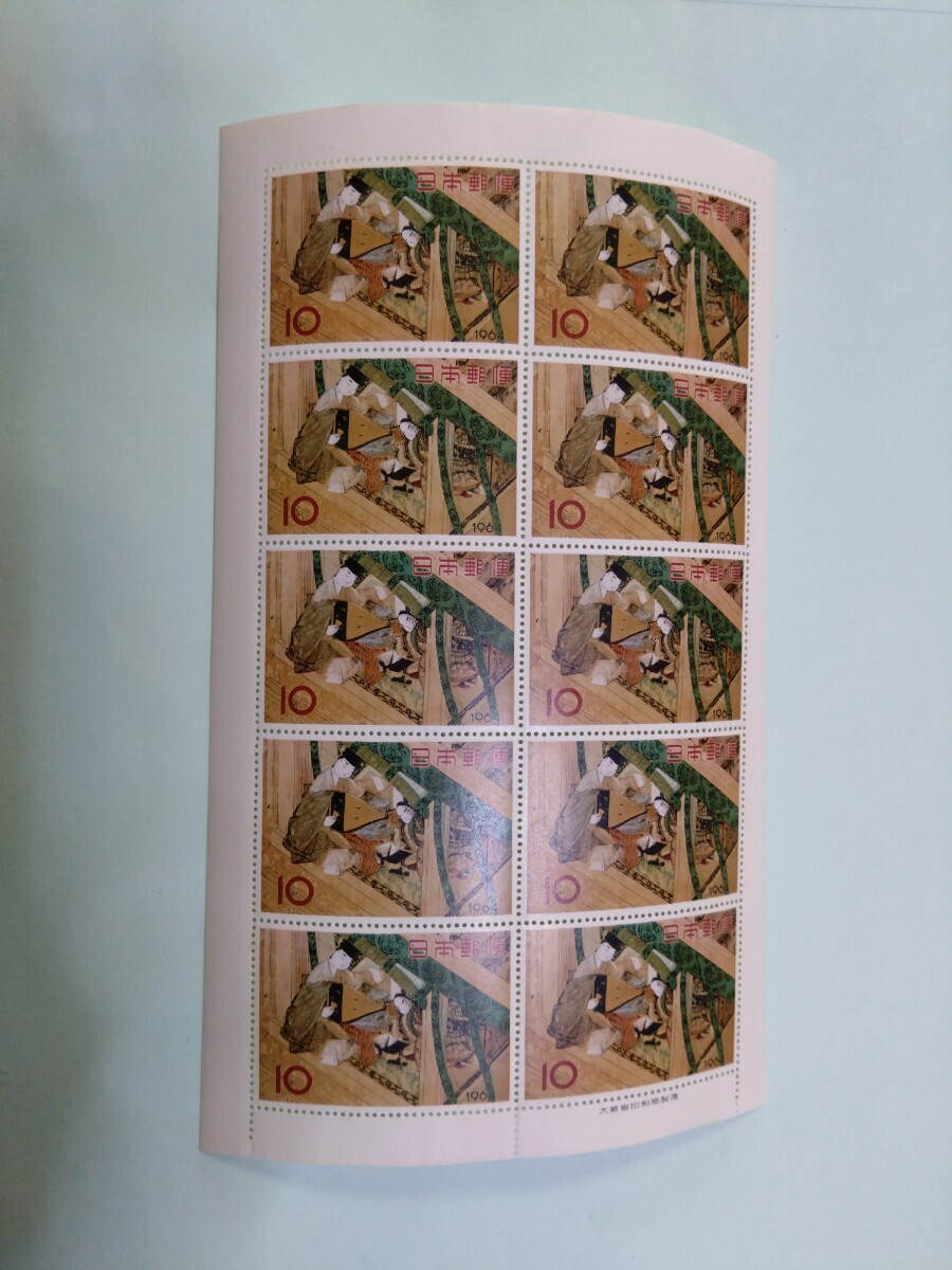 切手趣味週間　源氏物語　宿木　記念切手　シート　未使用　昭和_画像1